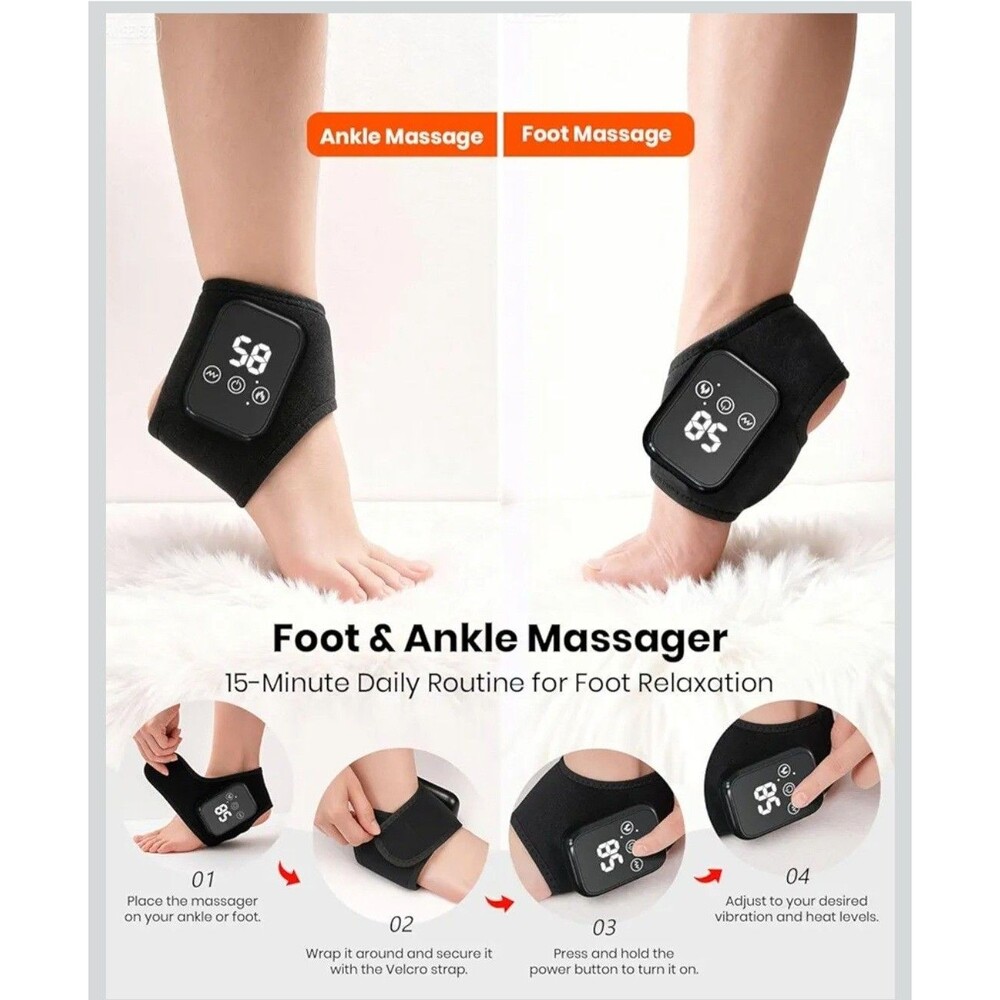 EURMASK Electric Foot Ankle Massager Soothing Heat Gentle Vibration w/Socks - Picture 5 of 6